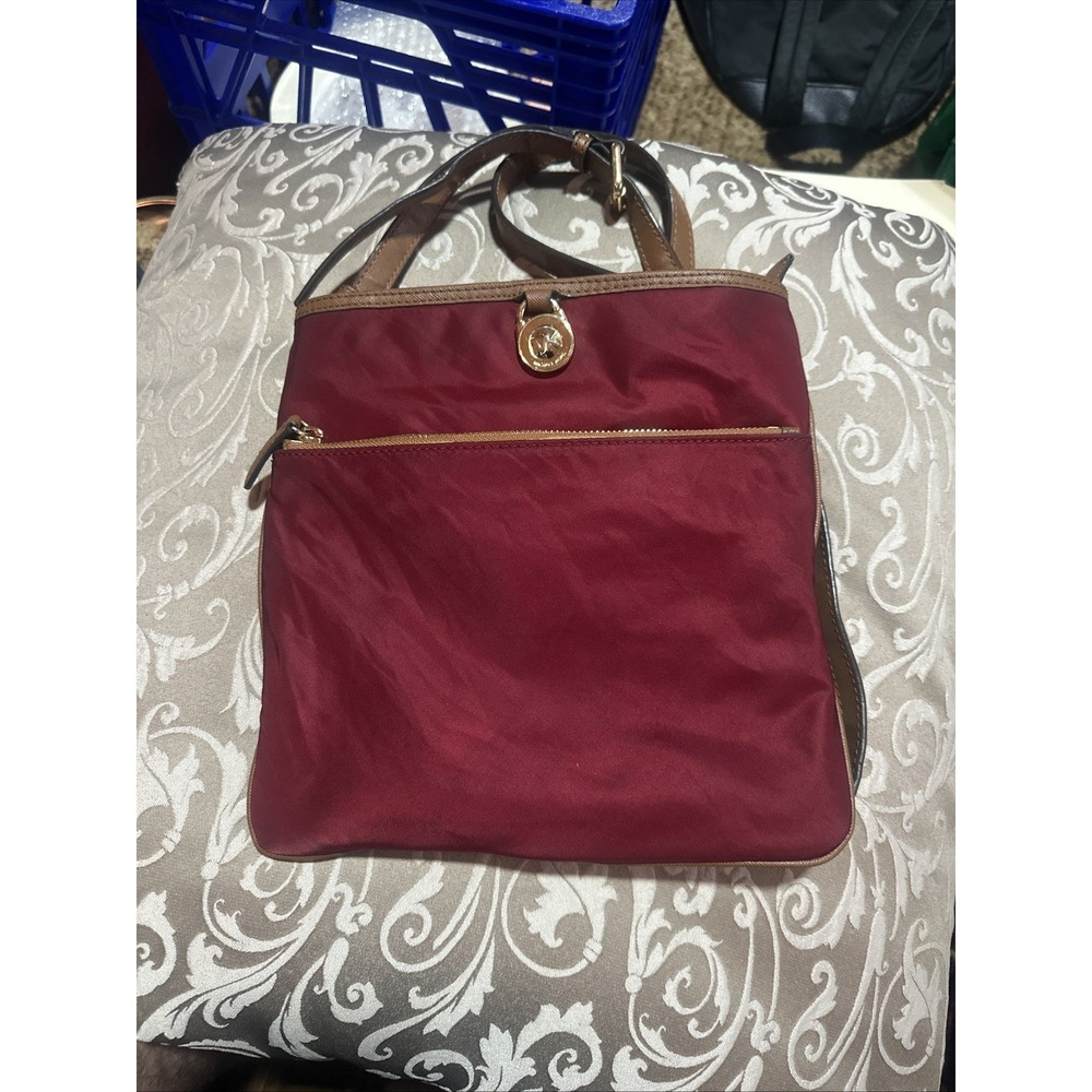 Michael Kors Kempton Crossbody Bag Chili Nylon Zip 10"